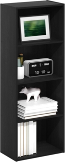 Furinno Luder 4-stufiges Bücherregal mit offenem Regal, Schwarzes Holz