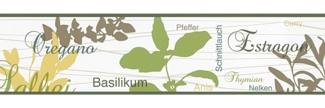 A.S. Création Bordüre Only Borders 11, leicht strukturiert, botanisch, floral, mit Schrift, Bordüre selbstklebend Bordüre Küche Papier Wand Decke Schräge Borte