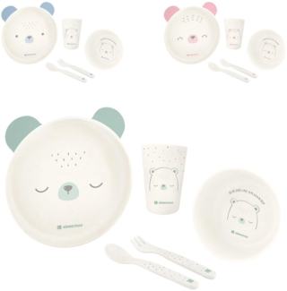 Kikkaboo Kindergeschirr Set Bear with me 5-teilig, Tiermotiv, Schale, Besteck grün