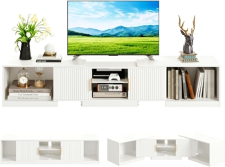 IRONCK TV Schrank Ausziehbar 160–200cm, Lowboard für Fernseher 30-75 Zoll, Drehbar Eck Fernsehschrank Holz, 2 Türen und verstellbaren Stauraum, Modern TV Board Fernsehtisch für Wohnzimmer, Weiß