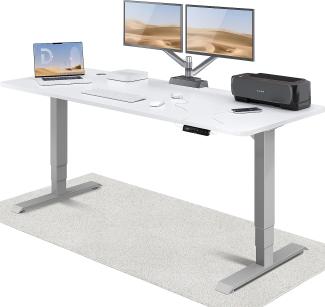 Höhenverstellbarer Schreibtisch - Höhenverstellbar Elektrisch mit Flüsterleisem Dual-Motor & Touchscreen - Hohe Tragfähigkeit - Stehtisch von Desktronic, Grau + Weiß, 200x80 cm