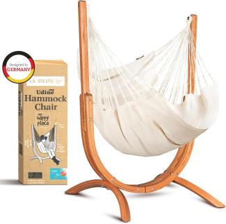 La Siesta Hängesessel Udine Organic Latte - aus 100 % Bio-Baumwolle mit Eucalyptus-Gestell