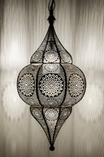 Marrakesch Orient & Mediterran Interior Pendelleuchte Orientalische Indische Lampe Deckenlampe Malha Silber, Handarbeit