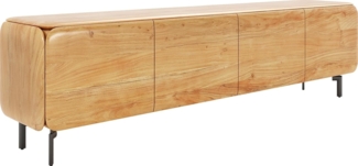 Lowboard Shavani 200 cm Akazie Natur 4 Türen Fuß Oval Metall Schwarz