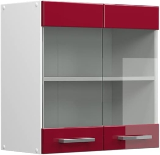 Vicco Hängeschrank Bordeaux Hochglanz 60 cm mit Glastüren, R-Line