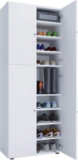VCM Schuhschrank Lona 914009 Weiß B. 70 x H. 184 x T. 40 cm