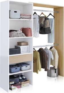 Calicosy 'DRESS' Kleiderschrank Eichenholzoptik und weiß - H187 cm - Weiß