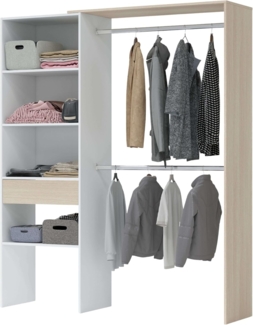 Calicosy 'DRESS' Kleiderschrank Eichenholzoptik und weiß - H187 cm - Weiß