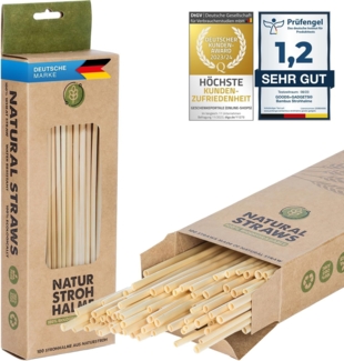 Goods+Gadgets Gläser-Set 100× Getränke-Röhrchen aus Weizen – Kompostierbar, Strohhalme, Strohhalme