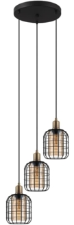 Eglo 43499 Hängeleuchte CHISLE Stahl schwarz brüniert, Glas bedampft amber E27 3X40W H:130cm Ø:42,5cm dimmbar