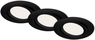 BRILONER Leuchten - LED Einbauleuchten, Einbaulampen 3er Set Deckenlampen, LED-Modul schwenkbar, je 7 Watt, je 600 Lumen, 4. 000 Kelvin, IP23, Schwarz-Matt, 106x30 mm (DxH)