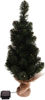 Weihnachtsbaum künstlich grün 60cm LED Jutesack Christbaum Weihnachtslicht Timer