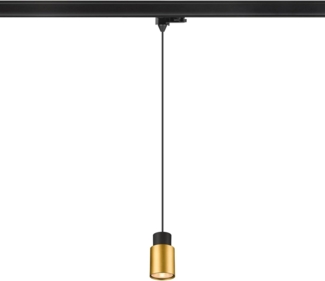 SLV PURI 2.0 Tube, 3~ Pendelleuchte, GU10, Pendellänge 200cm, 1x max. 6W, schwarz / gold - Leuchten mit 3 Phasen Adapter 230V
