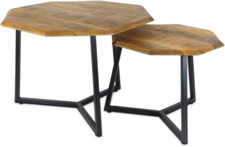 Amagohome Couchtisch Couchtisch 2er Set achteckig Beistelltisch Satztisch Las Vegas Metall