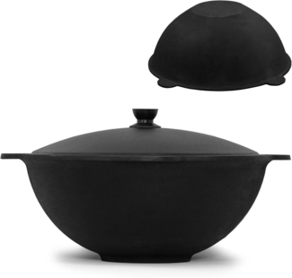 4BIG. fun Grilltopf NAMANGAN 12L Grilltopf WOK Uzbek Kasan Feuertopf, Gusseisen (Gusseisener Kasan mit Deckel)