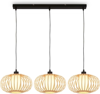 BRILONER – Bambus Pendelleuchte, Deckenlampe für das Wohnzimmer, Deckenleuchte Holz, Lampe Wohnzimmer, Wohnzimmerlampe, Boho, E27 Fassung, 70 x 28 x 120 cm (LxBxH)