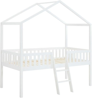 Vente-unique - Halbhohes Hausbett - 90x190 cm - Kiefer - Weiß - NALENY