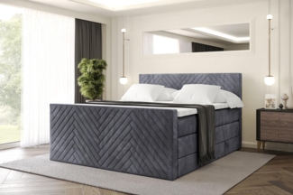 ALTDECOR Boxspringbett VEXA-Z KING (Multipocket-Matratze H4, H3 Matratze Bonellfederung, Topper, Kopfteil), Doppelbett mit Fußteil