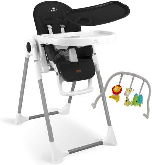 KIDIZ® 3in1 Hochstuhl Kinderhochstuhl inkl. Spielbügel , Babyliege , Kombihochstuhl Babyhochsitz ,7 höhenverstellbar Verstellbare Rückenlehne , mitwachsend ab 0 Monate bis 6 Jahre Babystuhl Schwarz