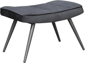 byLIVING Hocker Uta / Samt-Bezug schwarz / Gestell schwarz pulverbeschichtet / Fuß-Ablage / Sitzhocker / B 60, H 39, T 41 cm