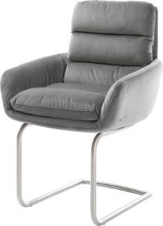 Freischwinger Abelia-Flex mit Armlehnen Samt Grau Freischwinger rund Edelstahl
