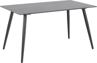 AC Design Furniture Wilford Esstisch für 6 Personen, Schwarze Tischplatte, Schwarze Metallbeine, Hitze- und Kratzbeständige Keramikplatte, Rechteckiger Esstisch, B: 140 x H: 75 x T: 80 cm