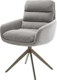 Drehstuhl Abelia-Flex mit Armlehnen Strukturstoff Soft Grau Kreuzgestell breit Effektfinish Titan 360° drehbar Wippfunktion