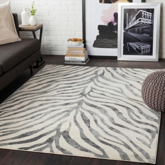 Livabliss Teppich LUANDA, rechteckig, Höhe: 11 mm, Skandinavischer Teppich, Boho Wohnzimmerteppich/Läufer im Zebra Muster