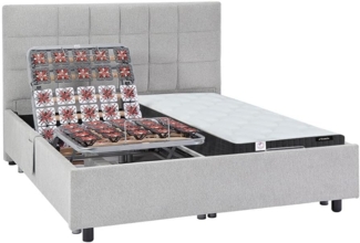 Vente-unique - Dekoratives Bett mit elektrischer Relaxfunktion mit Tellern + Taschenfederkern- & Memory-Schaum-Matratze - 2 x 80 x 200 cm - Stoff - Grau - MANAM von YSMÉE