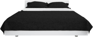 vidaXL gesteppte Tagesdecke, floral, zweiseitig, Mikrofaser /  PP-Baumwoll-Füllung, Schwarz / Weiß, 230x260 cm