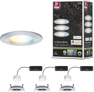 Paulmann 92444 LED Einbauleuchte Nova Coin 3er-Set Zigbee Tunable White Alu gedreht IP44