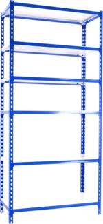 Simon Rack Schwerlastregal, 2500 x 1000 x 500 mm, Bis 180 kg Belastbar, 6 Verstellbare Ablagen, Kellerregal, Lagerregal, Blau/Weiss - Simonclick