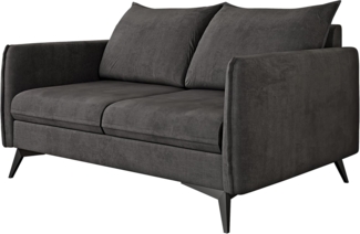 S-Style Möbel 2-Sitzer Sofa Azalea mit Schwarz Metall Füßen aus Luxusmicrofaser, mit Wellenfederung