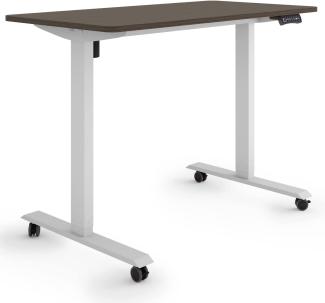 ESMART Germany ETX-121GE 120x60 cm Ebenholz Dekor Ergonomischer Steh-Sitz-Schreibtisch auf Rollen Stufenlos elektrisch höhenverstellbar 78,5-128,5cm 3X Memory Aktivitätserinnerung Soft-Start/Stopp