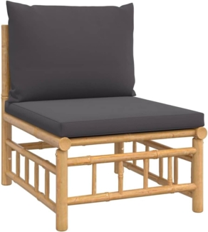 vidaXL Garten-Mittelsofa mit Dunkelgrauen Kissen Bambus 362309