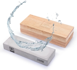 ZAYIKO Messerschärfer Natur-Abziehstein mit 1000er Körnung für Grundschliff inkl. Holzbox