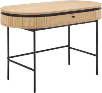 Vente-unique - Schreibtisch mit 1 Schubladen - Eichenfurnier - Holzfarben & Schwarz - CARDIONA