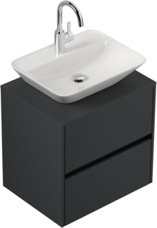 Badmöbel Taifun 60cm mit modernem Aufsatzwaschbecken grafit : Grafit