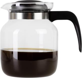 Wenco Premium Glas-Kaffeekanne/Teekanne mit Kunststoff-Deckel, 1,25 l, Transparent, Schwarz (Version 2021)