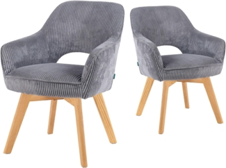 DUBI Möbel Polsterstuhl Mika-Mara 2er-Set, Federkern, Eiche geölt, 360° drehbar im 2er-Set