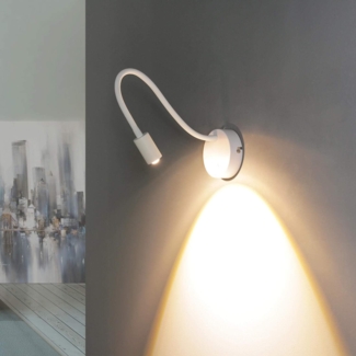 Licht-Erlebnisse Wandleuchte LAGOS, LED fest integriert, Warmweiß, LED Wandlampe Weiß Metall zeitlos Leseleuchte Bett Leuchte