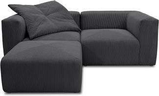 DOMO. collection Malia Ecksofa, Modulsofa in L-Form, bestehend aus 3 Modulen, Sofa, Couch, anthrazit, 193x216 cm