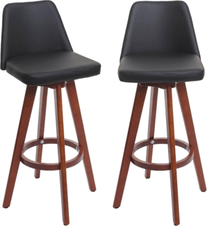 2er-Set Barhocker HWC-C43, Barstuhl Tresenhocker, Holz Kunstleder drehbar MVG-zertifiziert ~ schwarz