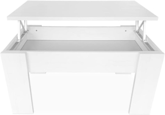 mattfy - Couchtisch für Kaffee/Tee, aufklappbar, Wohnzimmer- oder Esstisch, Farbe: Polargrau, Maße: 90 cm (B) x 50 cm (T) x 46/57 cm (H)