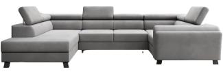 Designer Sofa Emilio mit Schlaf- und Klappfunktion Samt Grau Links