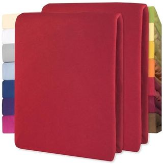 CelinaTex Jersey Spannbettlaken Lucina für Kids 60x120-70x140 cm Rubin rot 100% Baumwolle gekämmt superweich Oeko-TEX
