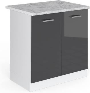 Vicco Küchenschrank R-Line Küchenzeile Hängeschrank Unterschrank Küchenschränke Küchenunterschrank Arbeitsplatte (anthrazit mit Arbeitsplatte, Spülenunterschrank 80 cm)