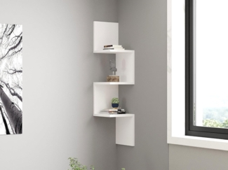 Hanah Home Scandinavian Wall Shelf, White, 25 x 105.4 x 25 cm | 100% Melamine Coated Particle Board, 18 mm Thick | Stylish Storage Solution with Multiple Shelves