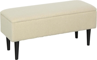 HOMCOM Sitzbank Polsterbank mit Stauraum für Wohnzimmer (Bettbank, 1-St, Aufbewahrungsbank), Cremeweiß, 95 x 38 x 45 cm