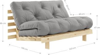 KARUP DESIGN ROOTS Futonsofa Gestell unbehandelt Matratze Grau